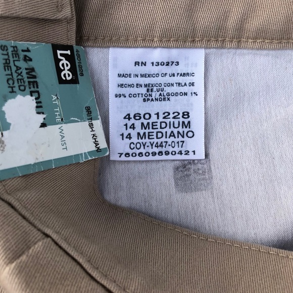 Lee Relaxed Fit Plain Front British Khaki 14 - Picture 5 of 6